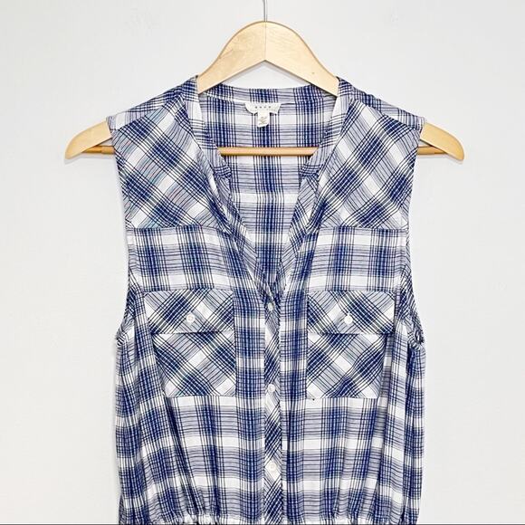 Soft Joie Noraha Draw String Dress Plaid Sz M Blue White - Picture 3 of 11
